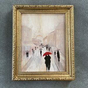 Gold Framed Art Print Titled "Misty in Paris" by Tava Studios